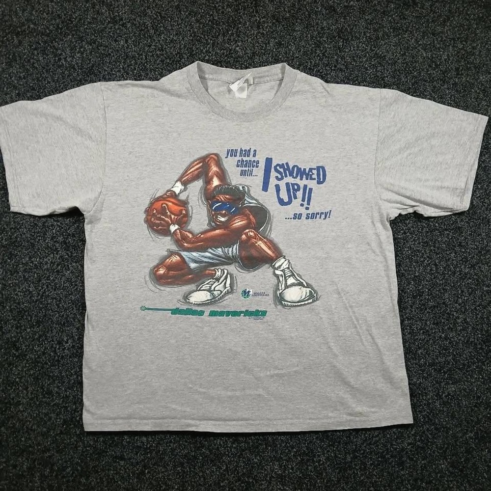 Vintage 90s Dallas Mavericks NBA Basketball caricature T-Shirt XL